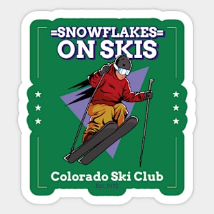 Snowflakes on Skis Skiing Sticker